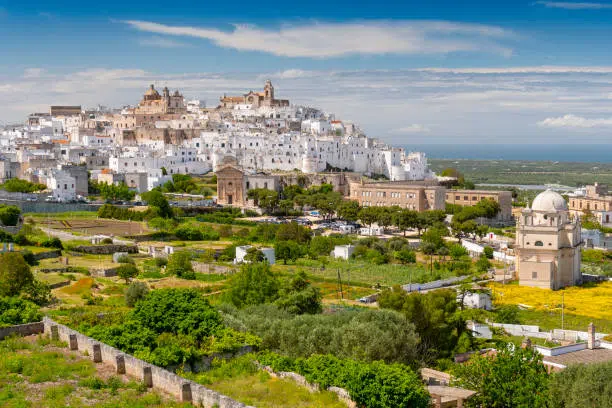 Panoramic view of the white city Ostuni,