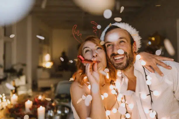 Photo of young couple on New Year's Eve