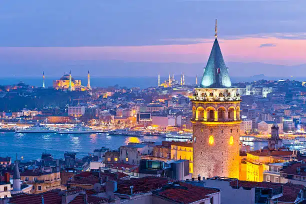 Galata tower and bosphorus in İstanbul Turkey.