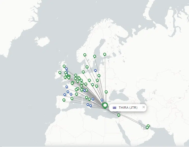 Santorini flight map - Santorini transportation Guide