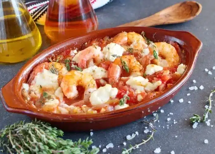 Naxos local food-shrimp-saganaki