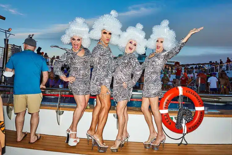 Drag queen performes on a gay cruise