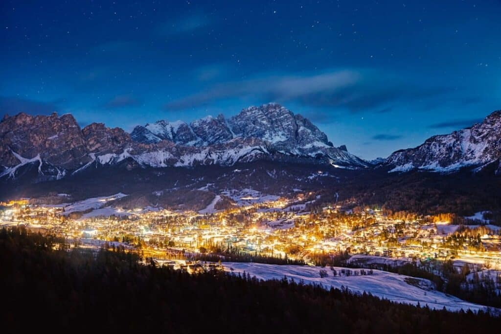 The finest ski resorts in Europe - Cortina by night