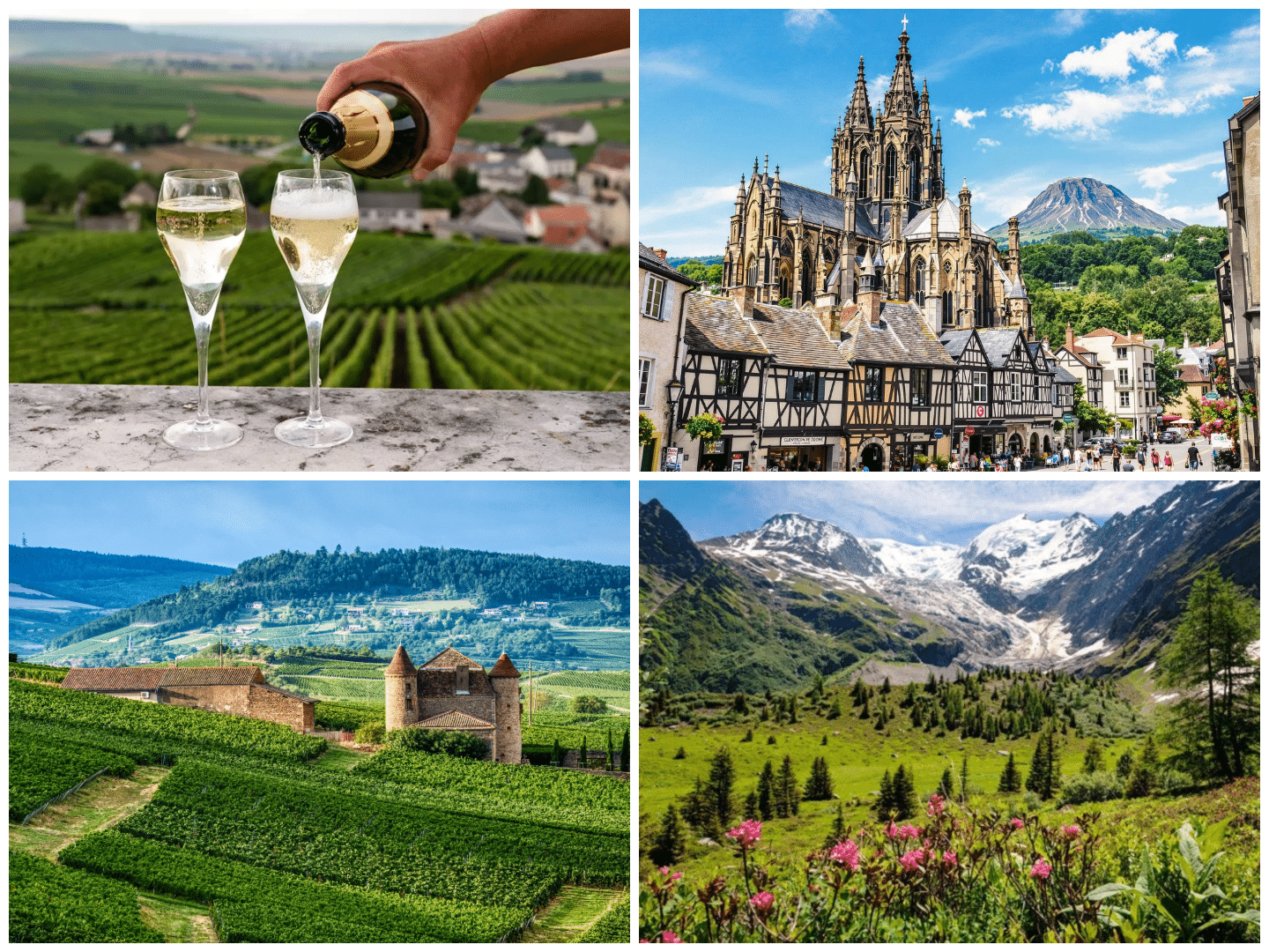 French regions - Champagne region- Burgundy-Alpes-region